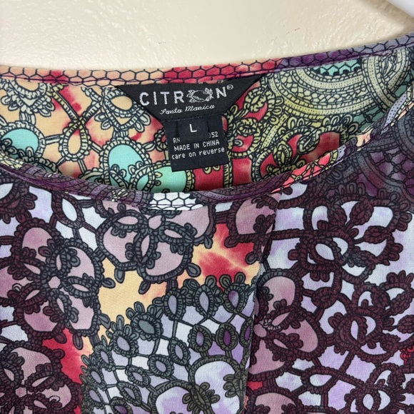 Citron Santa Monica 100% Silk LS Blouse Kaleidoscope Print Women’s Size Large - Picture 3 of 6